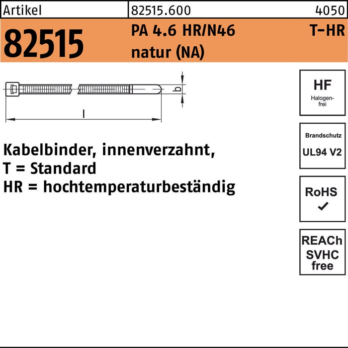 HELLERMANNTYTON Kabelbinder R 82515 innenverzahnt