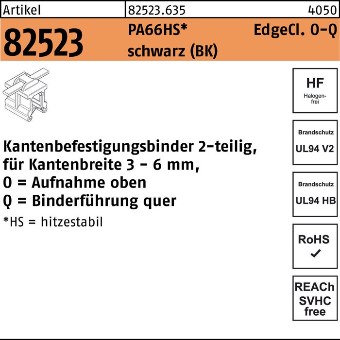 HELLERMANNTYTON Befestigungsbinder R 82523 m.Edgeclip