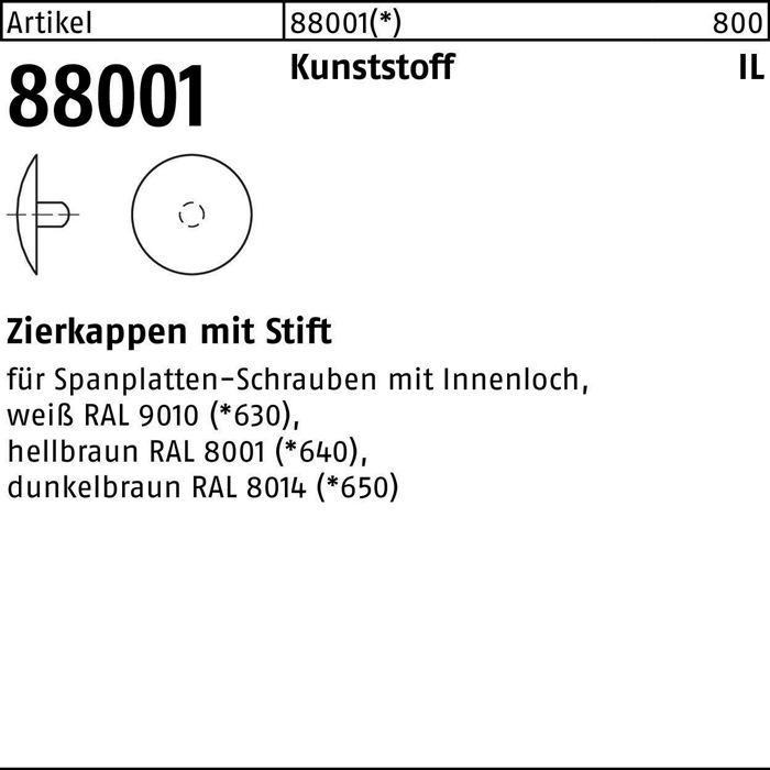 REYHER Zierkappe R 88001 m.Stift