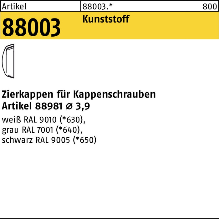REYHER Zierkappe R 88003 f.Kappenschr.