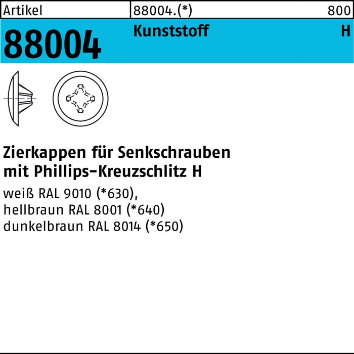 REYHER Zierkappe R 88004 f.Kreuzschlitz-PH