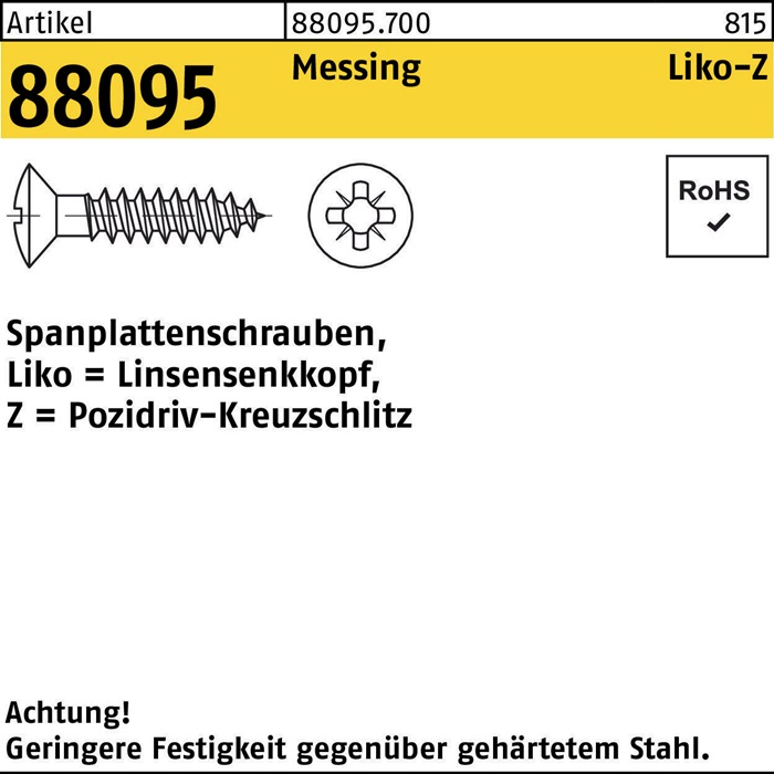Spanplattenschraube R 88095 Liko m.Kreuzschlitz-PZ