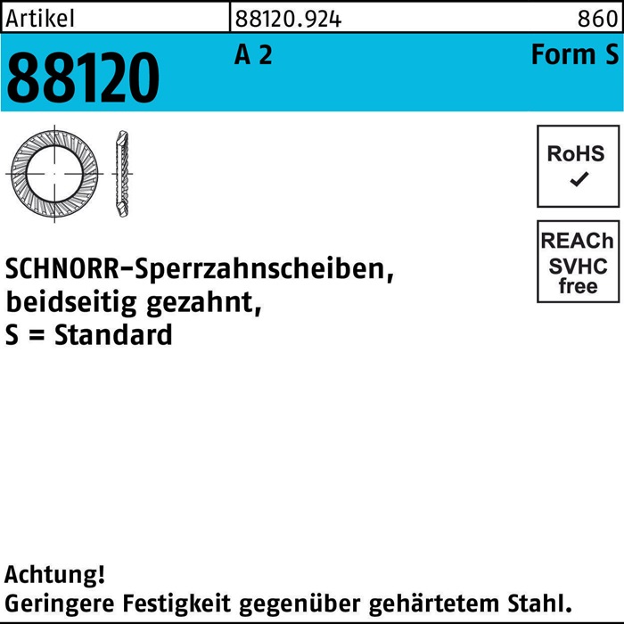 SCHNORR Sperrzahnscheibe R 88120 beidseitig gezahnt