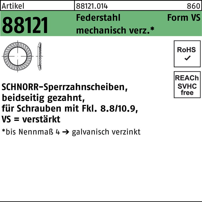 SCHNORR Sperrzahnscheibe R 88121 beidseitig gezahnt