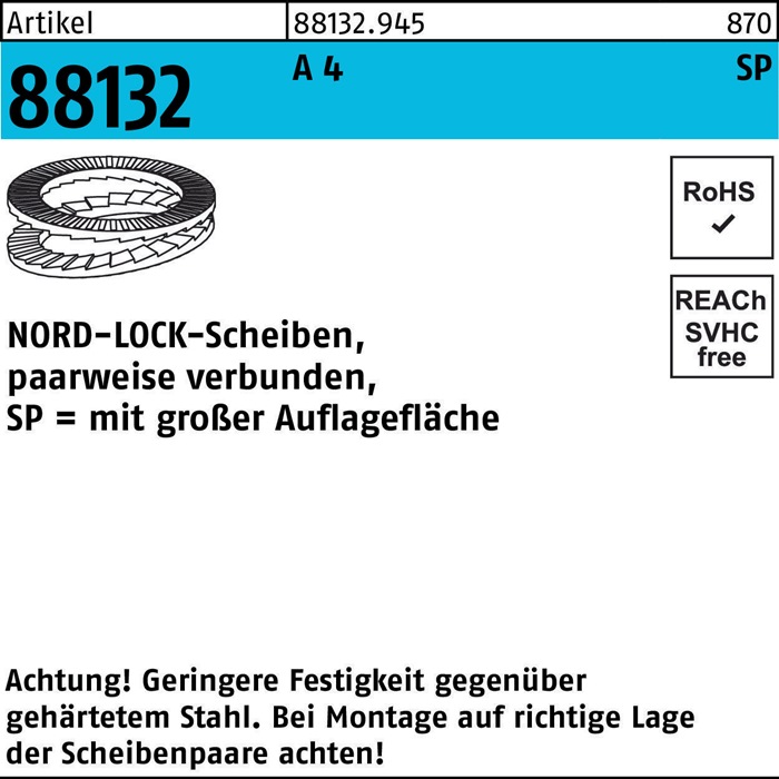NORD-LOCK Unterlegscheibe R 88132 geklebt