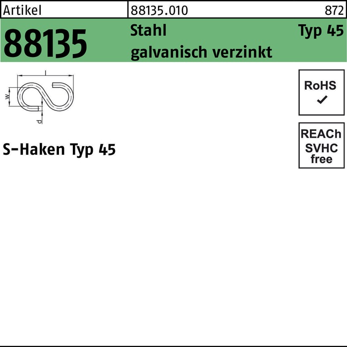 S-Haken R 88135 Typ 45