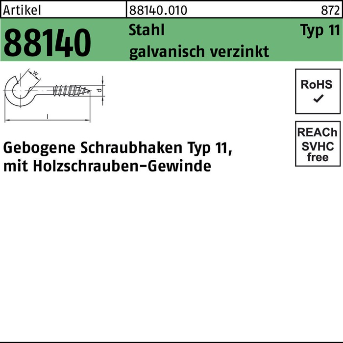 Schraubhaken R 88140 Typ 11 gebogen