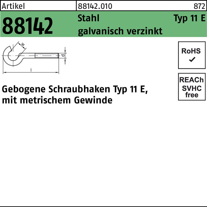 Schraubhaken R 88142 Typ 11 E gebogen