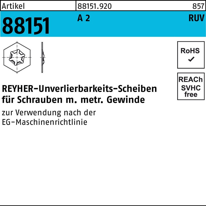 [088151920000060000] Unverlierbarkeitsscheibe R 88151 (0,5 mm, 12 mm)