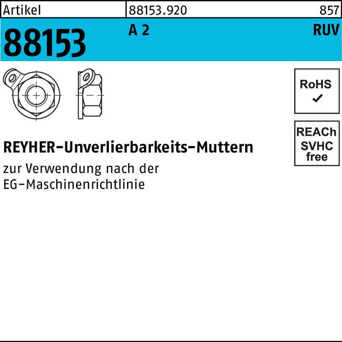 Unverlierbarkeitsmutter R 88153