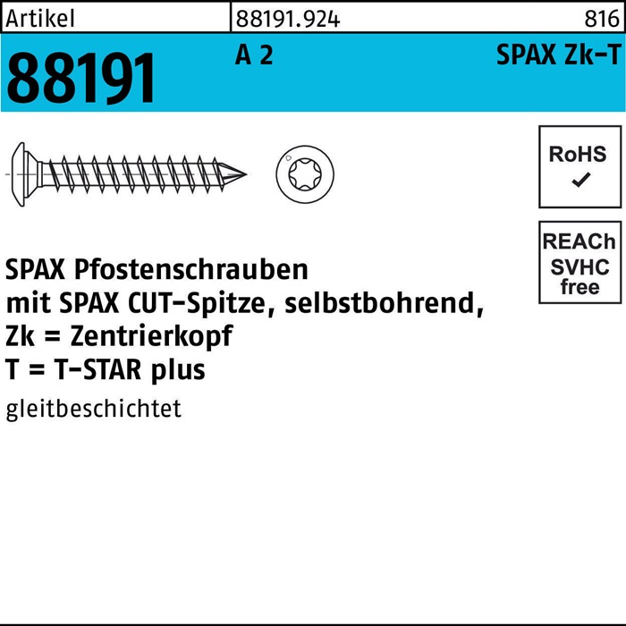 SPAX Pfostenschraube R 88191 Selbstbohrend