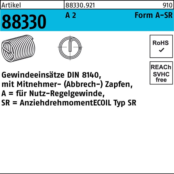 AMECOIL Gewindeeinsatz R 88330 Form A