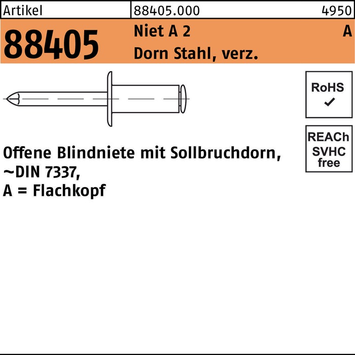 Blindniete R 88405 Flachkopf