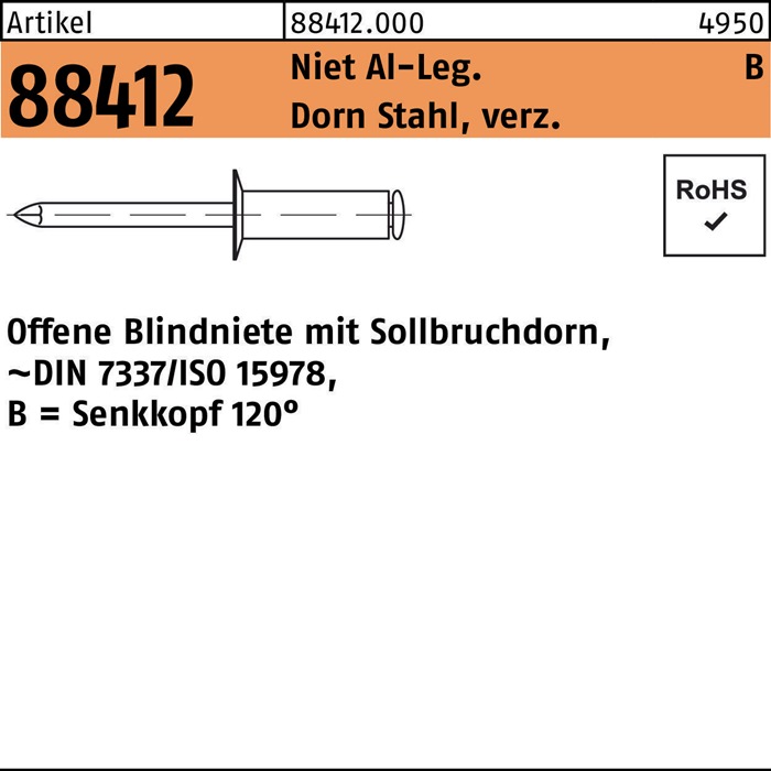 Blindniete R 88412 Senkkopf