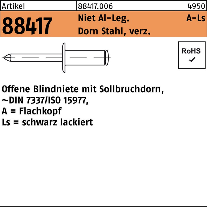 Blindniete R 88417 Flachkopf