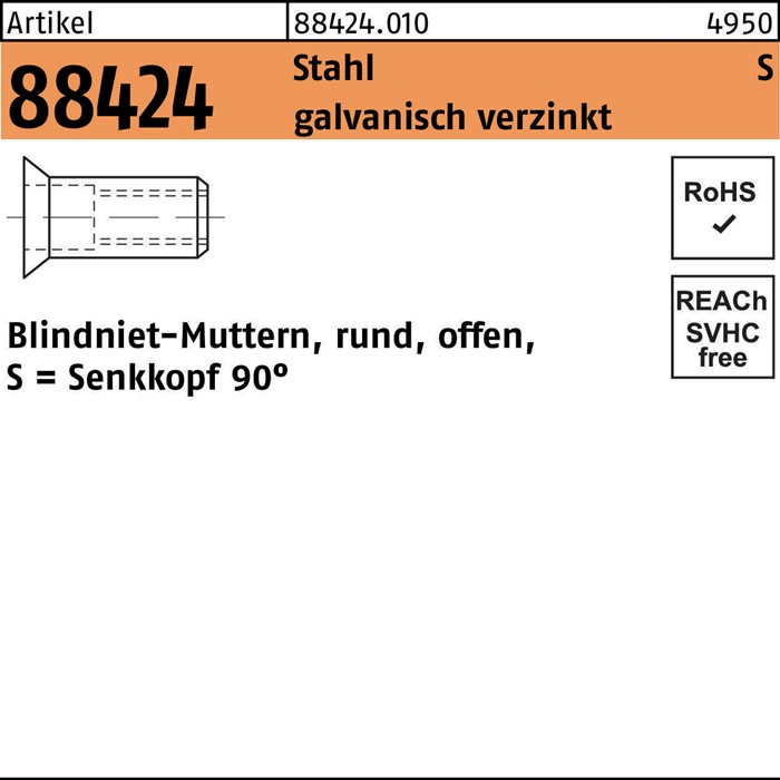 Blindnietmutter R 88424 Senkkopf