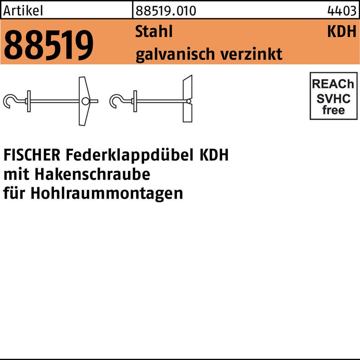 FISCHER Klappdübel R 88519 m.Hakenschraube