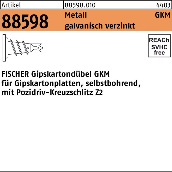 FISCHER Gipskartondübel R 88598