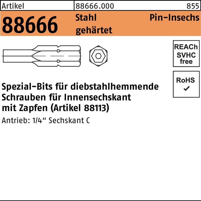 Bit R 88666 Innensechskant m.Zapfen