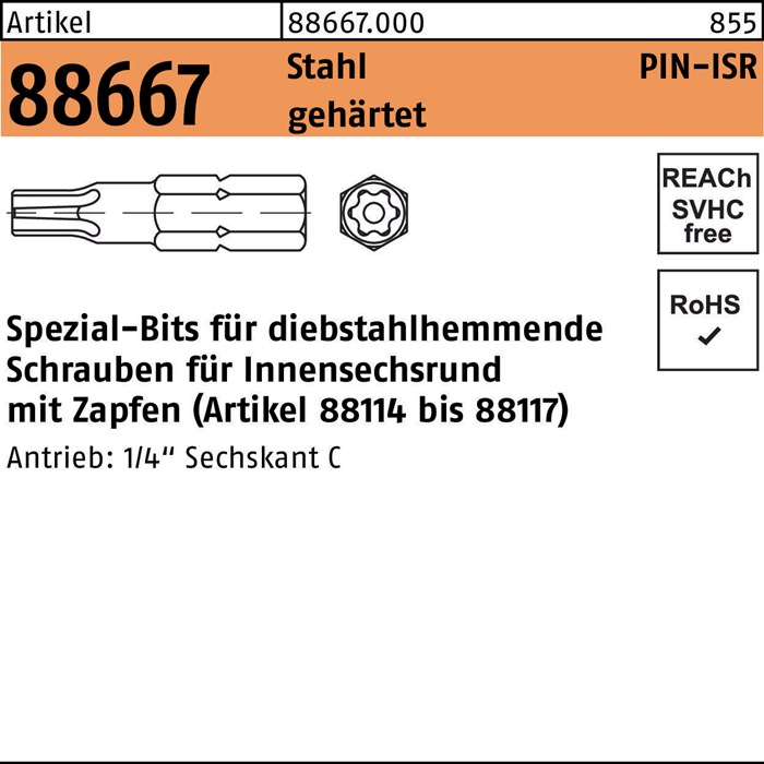Bit R 88667 Innensechsrund m.Zapfen