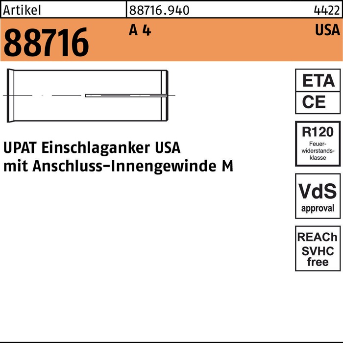UPAT Einschlaganker R 88716