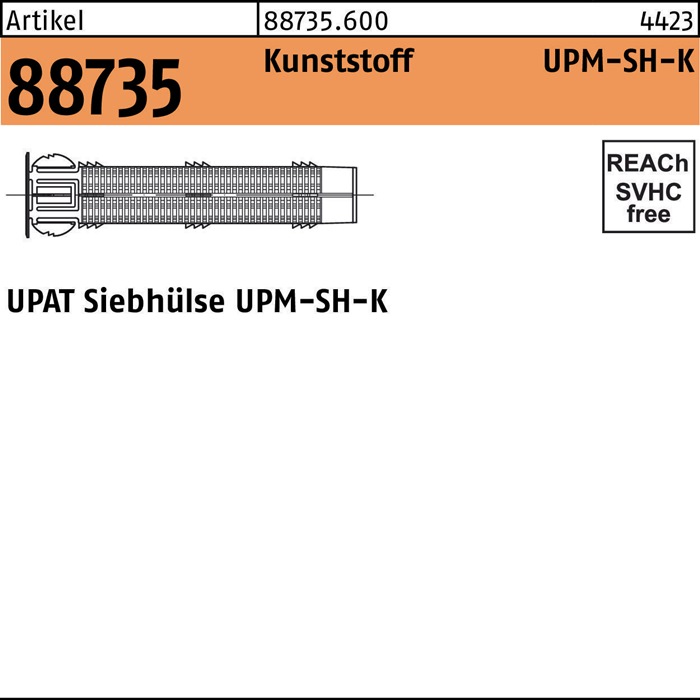 [088735800000120050] UPAT Siebhülse R 88735 (50 mm, 12 mm)