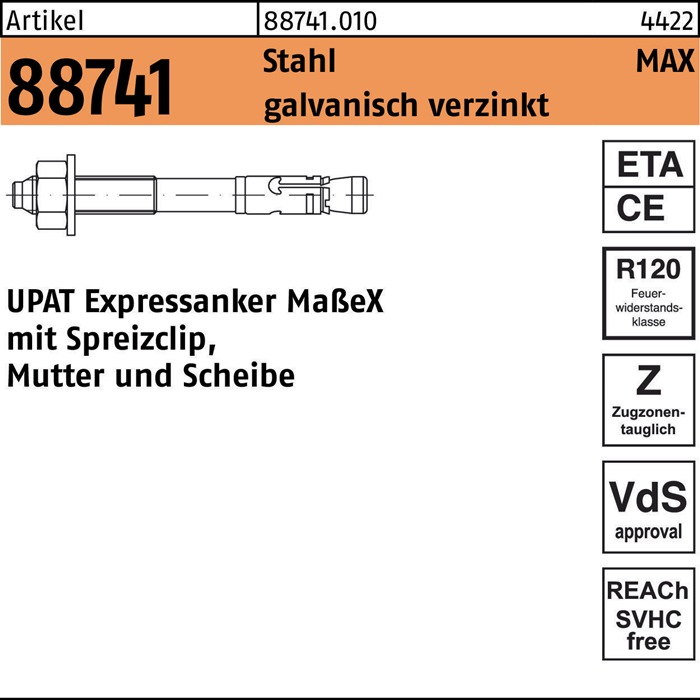 [088741001000080010] UPAT Expressanker R 88741 (Stahl, M8, 8 mm, 75 mm)