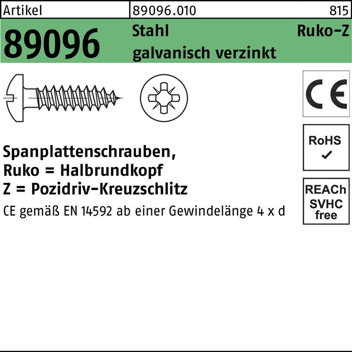 Spanplattenschraube R 89096 HAKO Kreuzschlitz-PZ