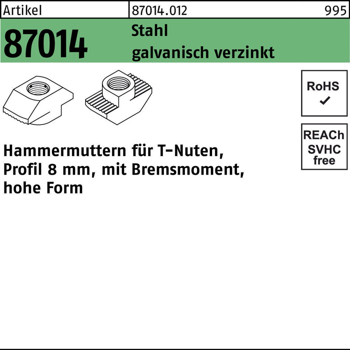 Hammerkopfmutter R 87014 m.Bremsmoment hoch