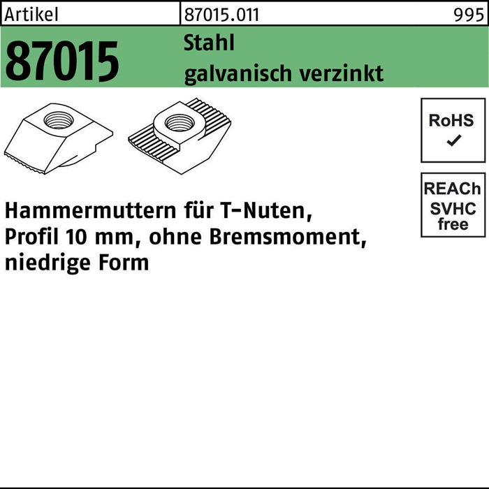 Hammerkopfmutter R 87015 o.Bremsmoment niedrig