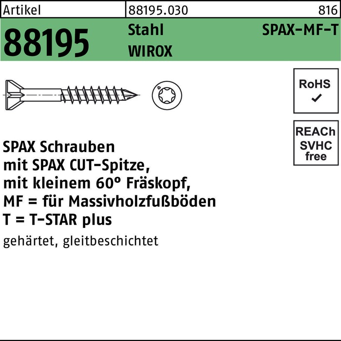 SPAX Schraube R 88195 SEKO SPAX-MF-T
