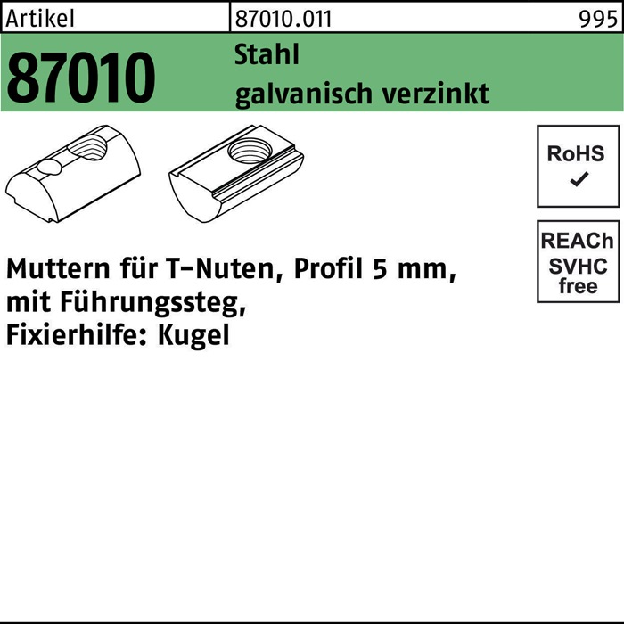 T-Nutenmutter R 87010 m.Führungssteg