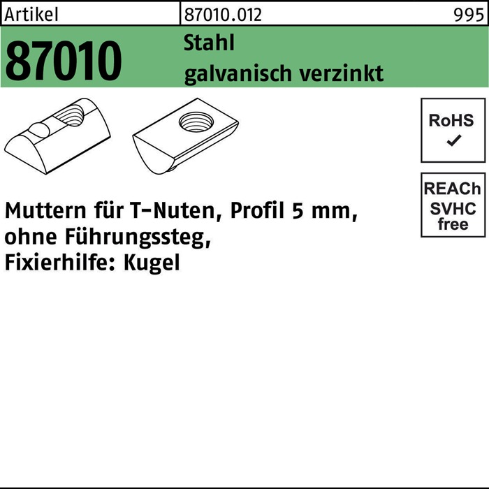 T-Nutenmutter R 87010 o.Führungssteg