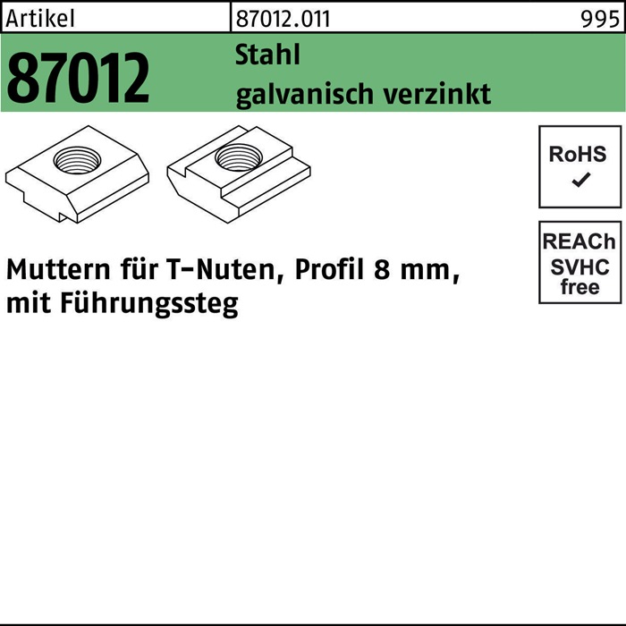 T-Nutenmutter R 87012 m.Führungssteg