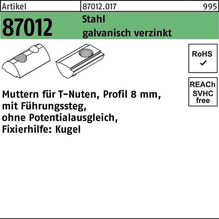 T-Nutenmutter R 87012 o.Führungssteg