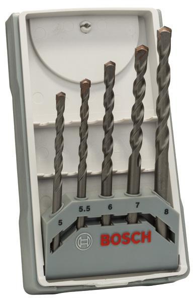 [2607017081] BOSCH Betonbohrer-Set CYL-3 (5,00, 5,50, 6,00, 7,00, 8,00 mm, 85, 85, 100, 100, 120 mm, 50, 50, 60, 60, 80 mm)
