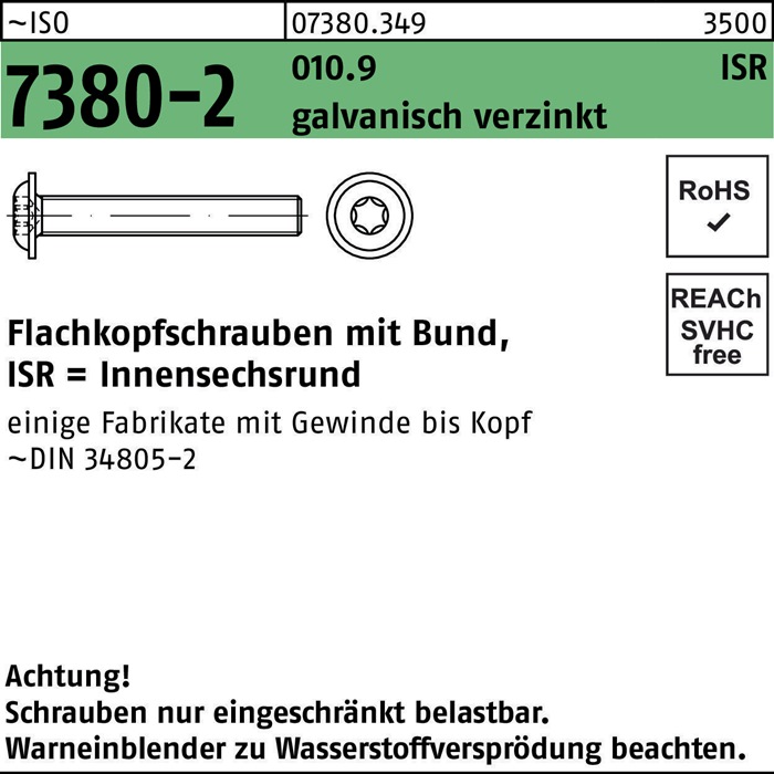 Flachkopfschraube ISO 7380-2 m.Bund/Innensechsrund