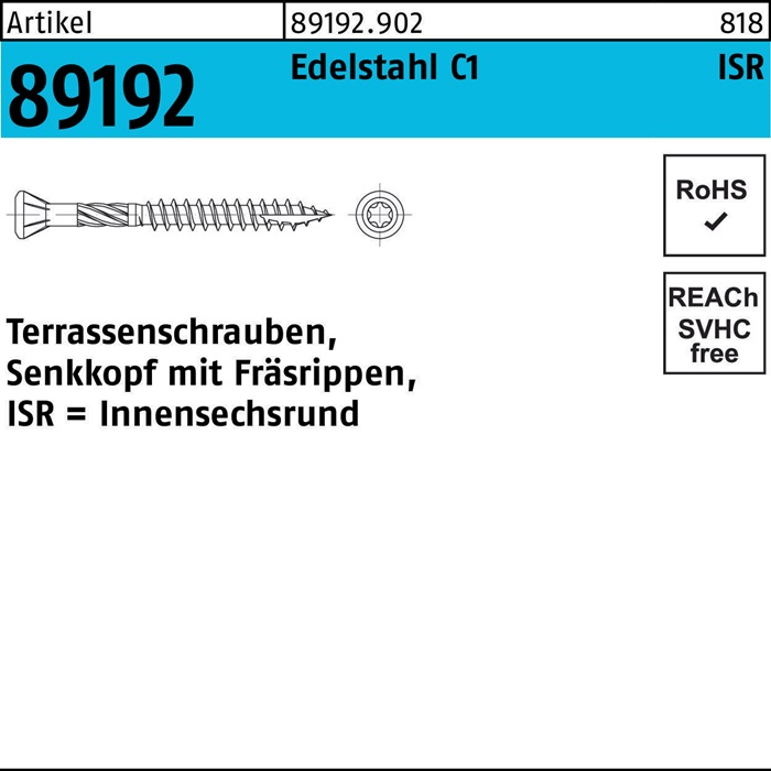 Terrassenschraube R 89192 SEKO Innensechsrund TG