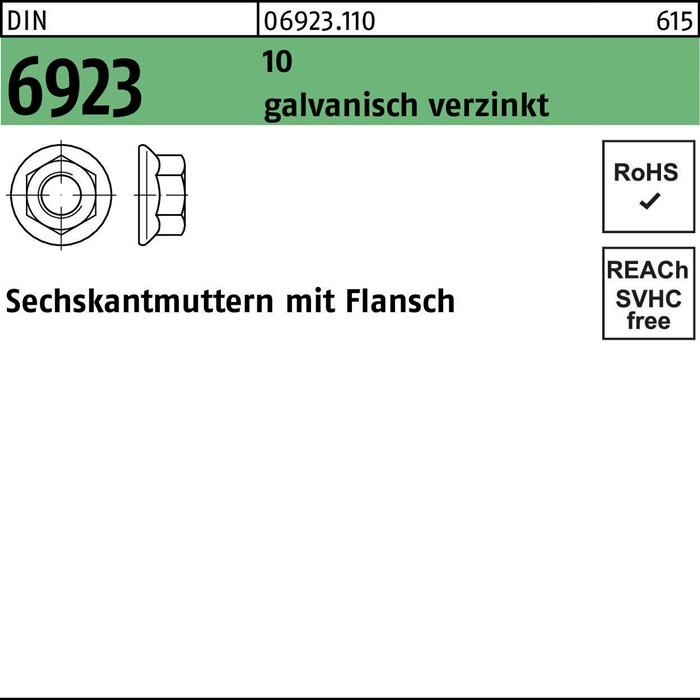 Sechskantmutter DIN 6923 m.Flansch