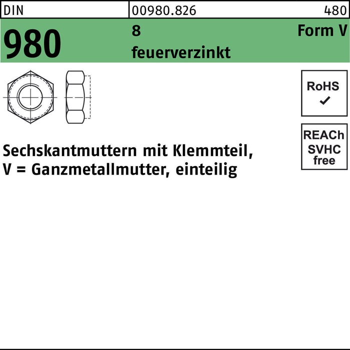 Sechskantmutter DIN 980 m.Klemmteil