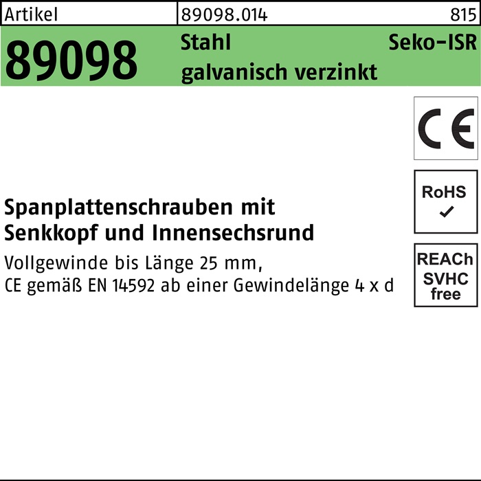 Spanplattenschraube R 89098 SEKO VG ISR