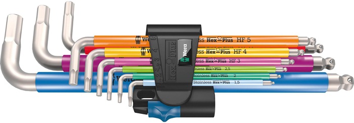 WERA Winkelschlüsselsatz 3950/9 Hex-Plus Multicolour HF