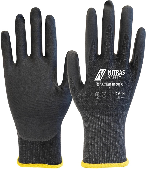 NITRAS SAFETY Schnittschutzhandschuhe ESD 3D CUT C