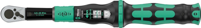 [05075691001] WERA Drehmomentschlüssel Click-Torque Lock A 6 (299 mm, Click-Torque Lock A 6, 1/4 ″, 2,5-25 Nm, 0,1 Nm)
