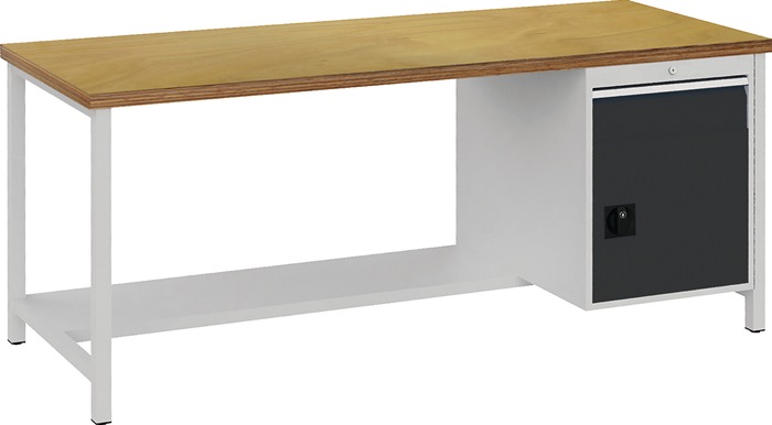 [9000426069] BEDRUNKA+HIRTH Werkbank signalblau lichtgrau (2000 mm, 1000 kg, anthrazitgrau, RAL 7016, 1, 1 x 150 mm, 450 mm, 600 mm, 1, 1 x 450 mm)
