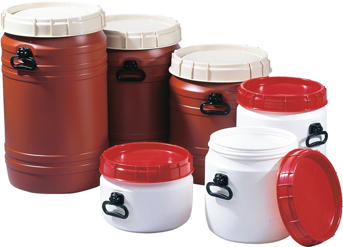 [9000450112] Weithalsfass (34 l, 449 mm, 338 mm, 296 mm, weiß mit rotem Deckel)