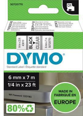 DYMO Schriftbandkassette DYMO® D1 6 mm x 7 m (B x L) weiß schwarz