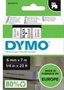 DYMO Schriftbandkassette DYMO® D1 6 mm x 7 m (B x L) weiß schwarz