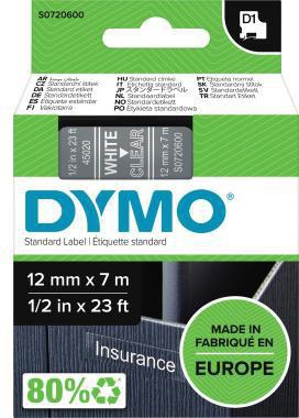 DYMO Schriftbandkassette DYMO® D1 12 mm x 7 m (B x L) schwarz
