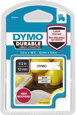 DYMO Schriftbandkassette DYMO® D1 12 mm x 5,5 m (B x L) weiß